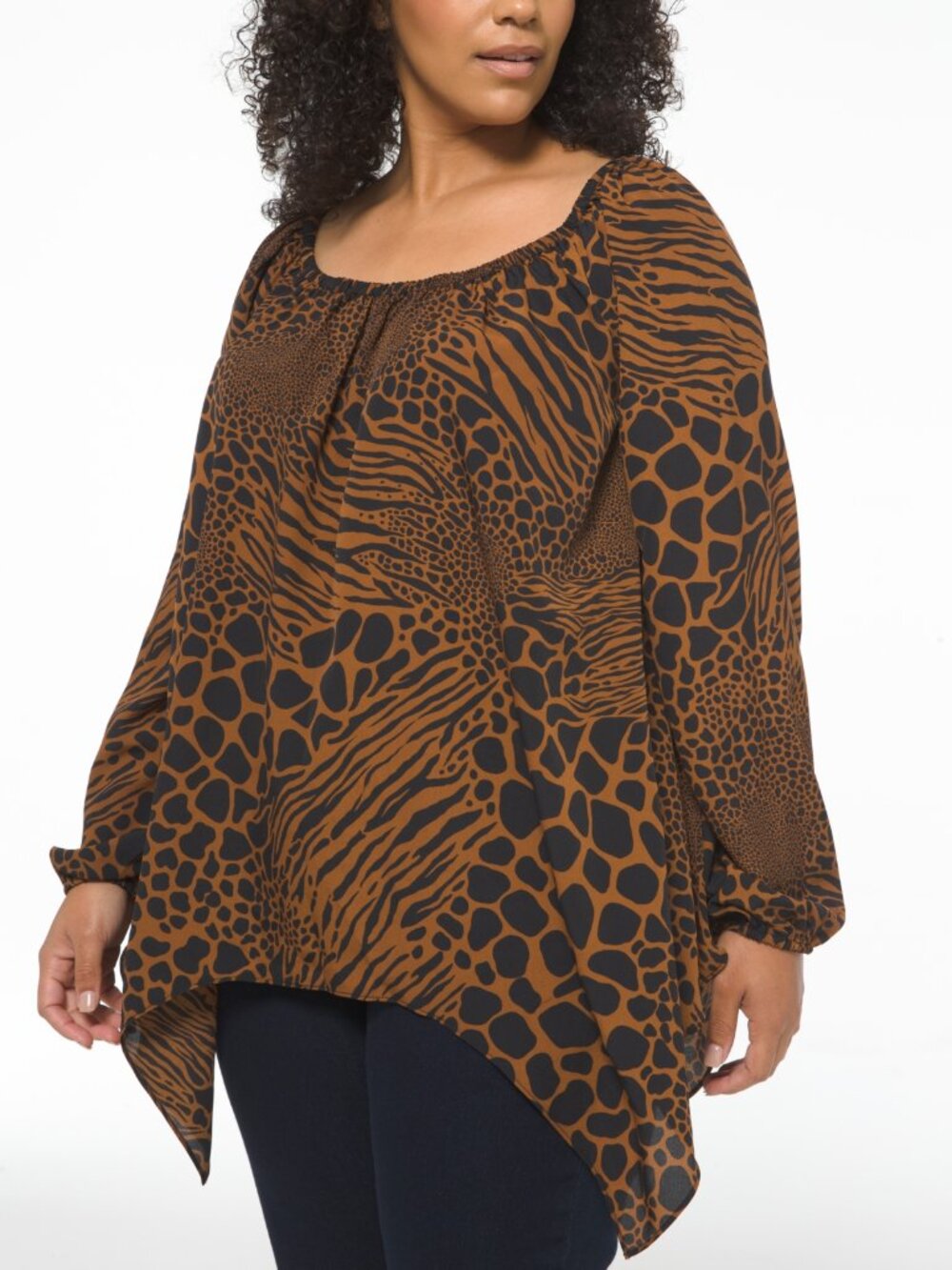 NWT Michael Kors Women Plus Size 2X Animal Print Scoop Neck Flowy Blouse Top NEW